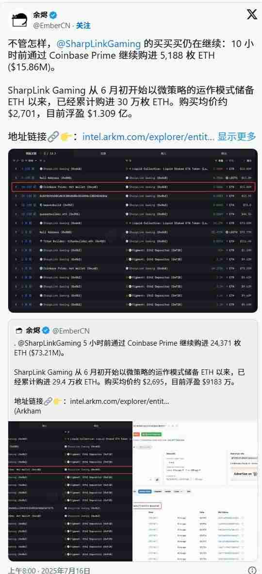 SharpLink持仓30万枚ETH,已超越以太坊基金会,成为最大的ETH持有者
